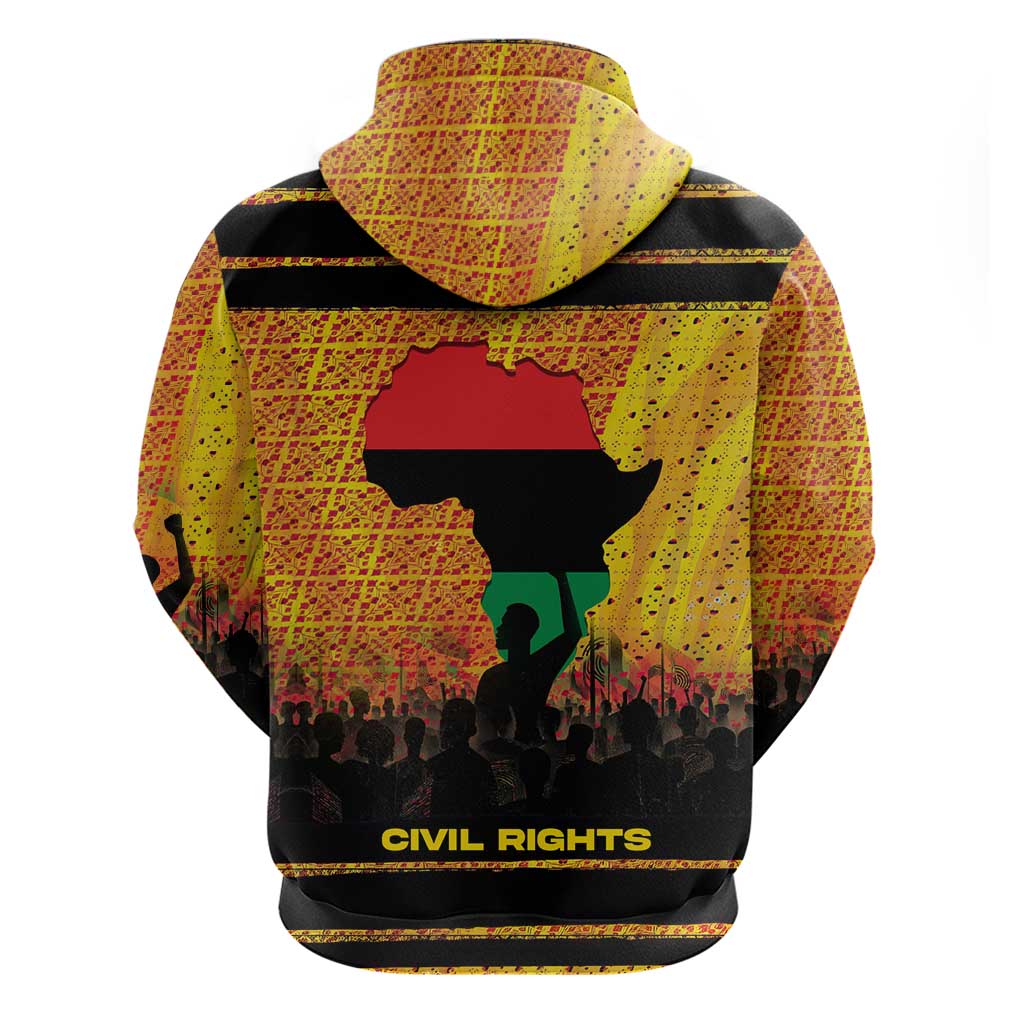Marcus Garvey Zip Hoodie Yellow African Pattern Design Pan African Flag Civil Rights Movement Tribute - Wonder Print Shop