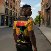 Marcus Garvey Zipper Polo Shirt Yellow African Pattern Design Pan African Flag Civil Rights Movement Tribute - Wonder Print Shop