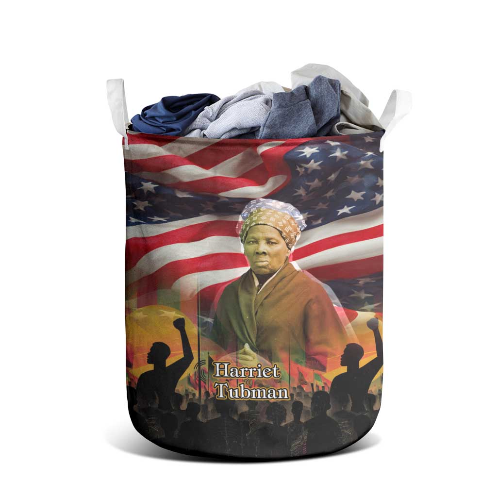 Harriet Tubman Laundry Basket American Flag Background Underground Railroad Quote Powerful Civil Rights - Wonder Print Shop