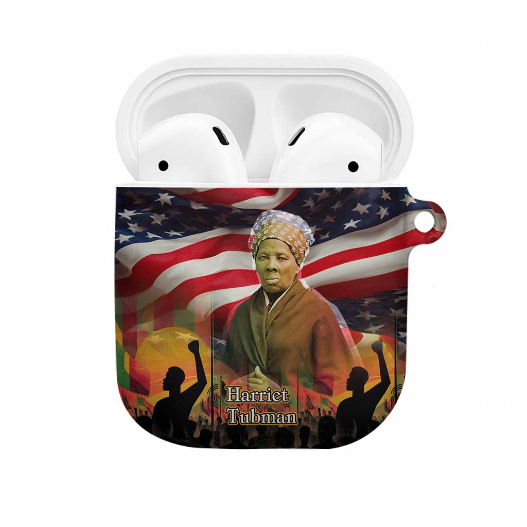 Harriet Tubman AirPods Case American Flag Background Underground Railroad Quote Powerful Civil Rights - Wonder Print Shop