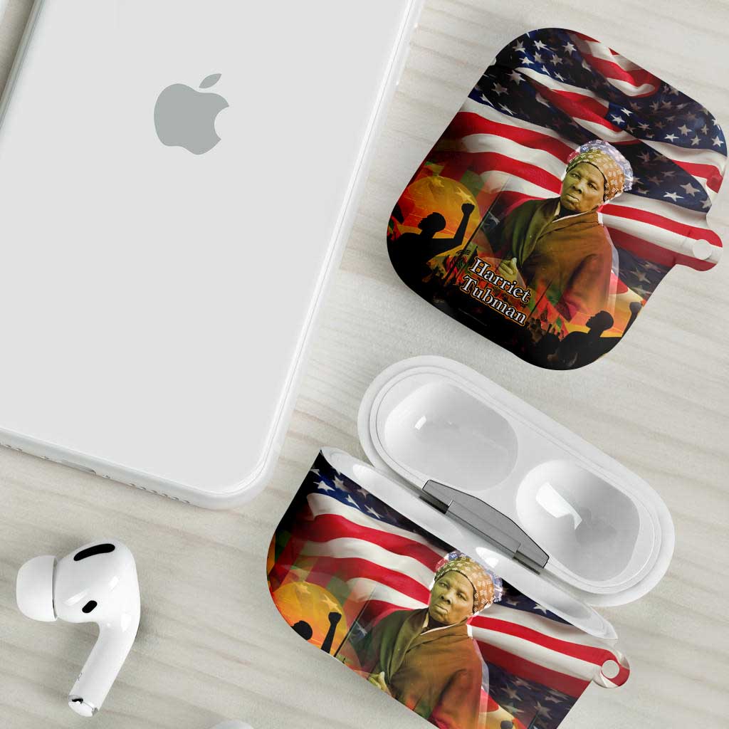 Harriet Tubman AirPods Case American Flag Background Underground Railroad Quote Powerful Civil Rights - Wonder Print Shop