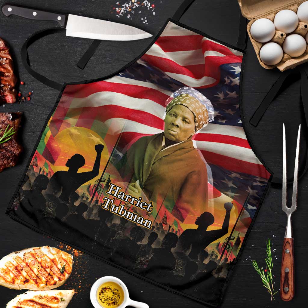 Harriet Tubman Apron American Flag Background Underground Railroad Quote Powerful Civil Rights - Wonder Print Shop