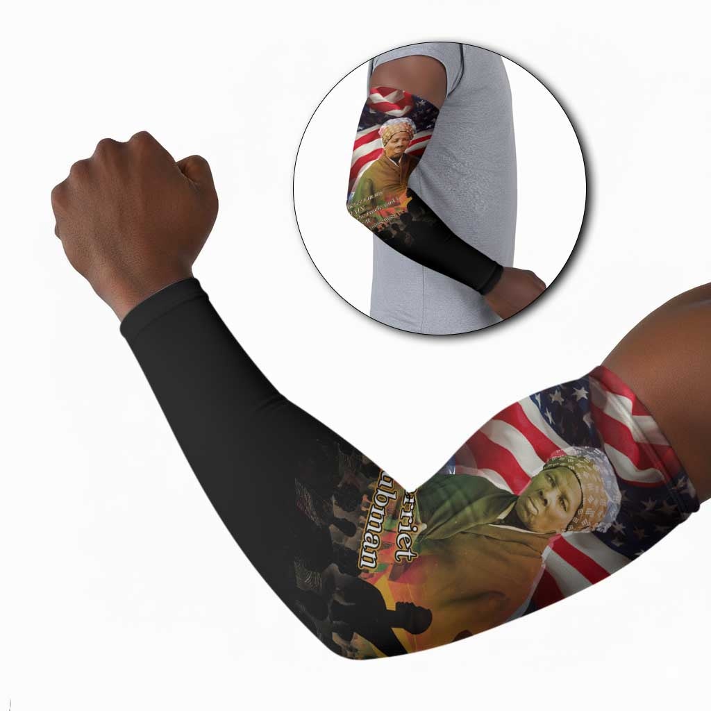 Harriet Tubman Arm Sleeves American Flag Background Underground Railroad Quote Powerful Civil Rights - Wonder Print Shop