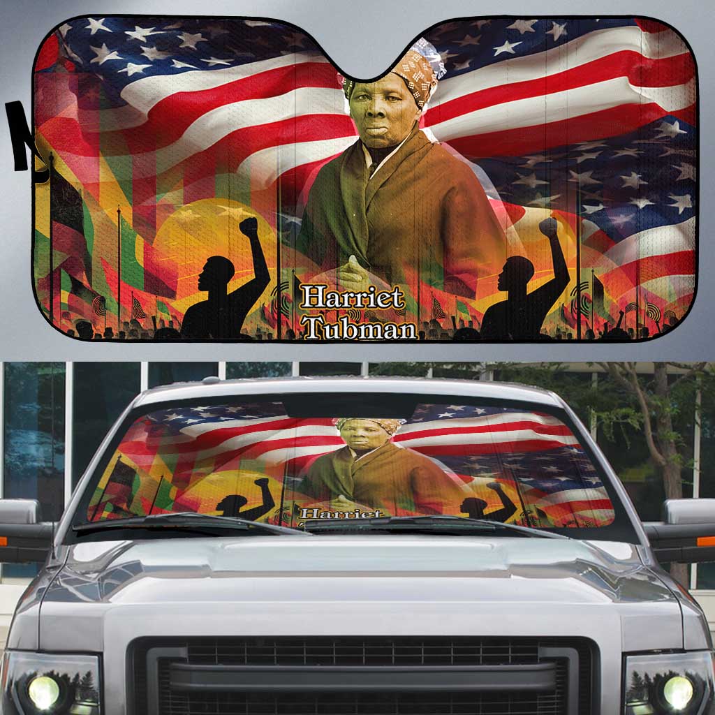 Harriet Tubman Auto Sun Shade American Flag Background Underground Railroad Quote Powerful Civil Rights - Wonder Print Shop