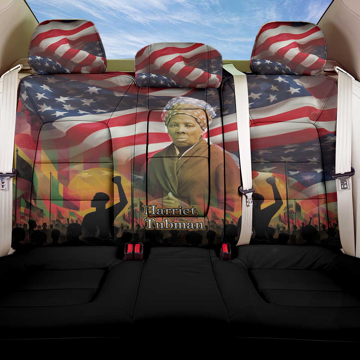 Harriet Tubman Back Car Seat Cover American Flag Background Underground Railroad Quote Powerful Civil Rights - Wonder Print Shop