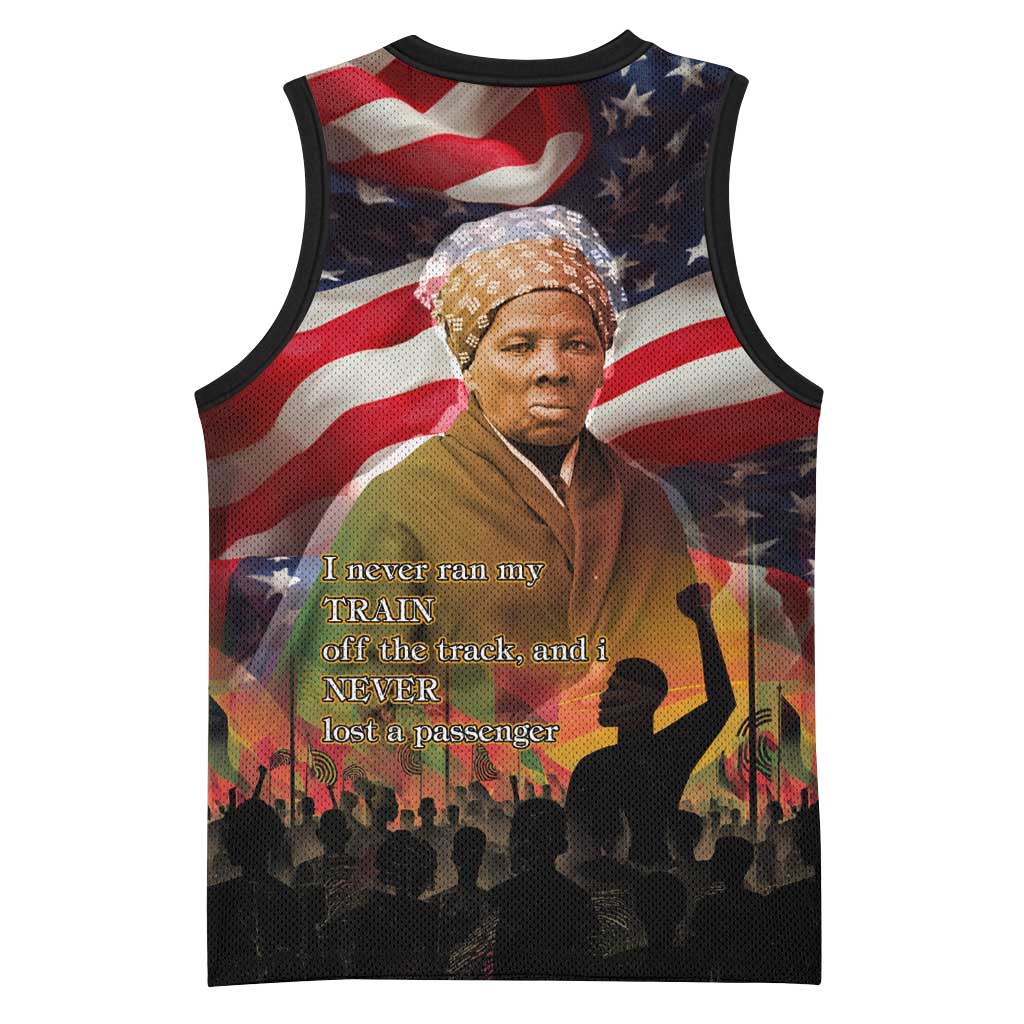 Harriet Tubman Basketball Jersey American Flag Background Underground Railroad Quote Powerful Civil Rights - Wonder Print Shop