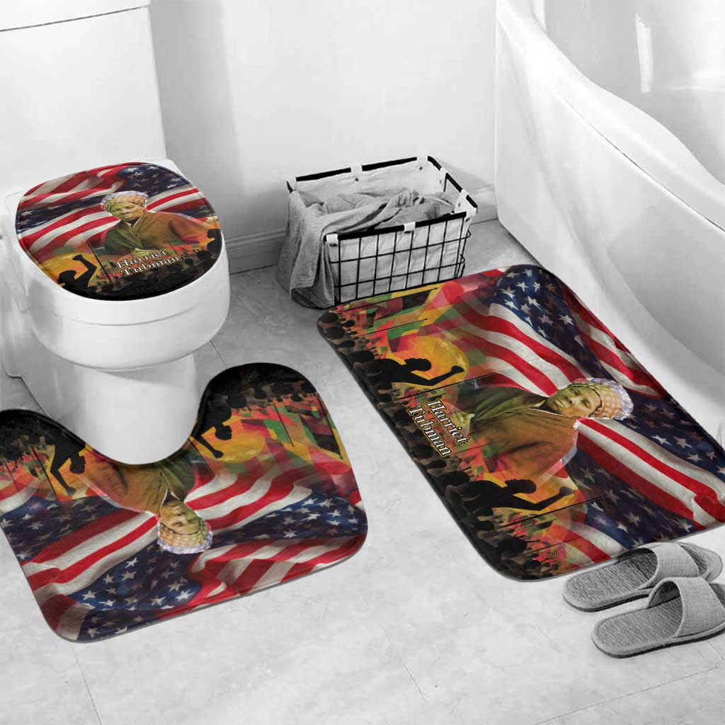 Harriet Tubman Bathroom Set American Flag Background Underground Railroad Quote Powerful Civil Rights - Wonder Print Shop