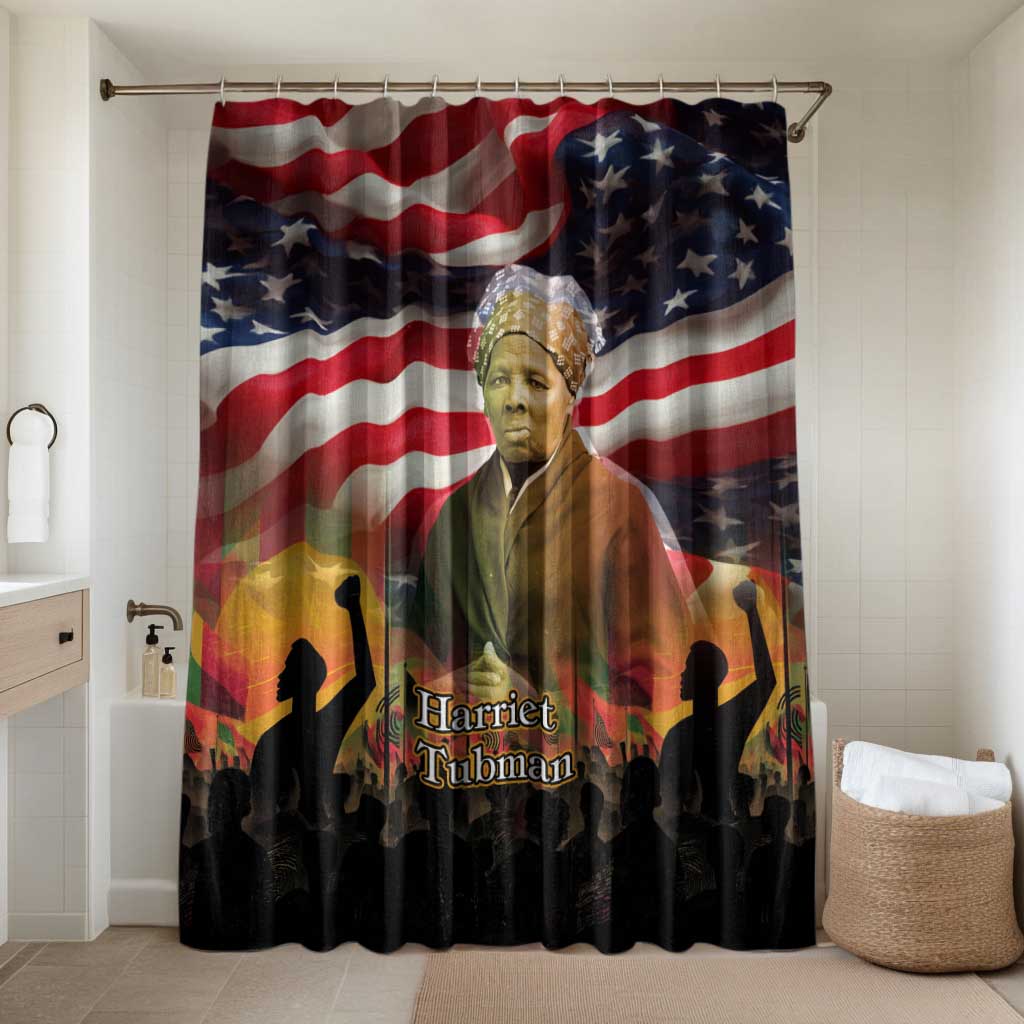 Harriet Tubman Bathroom Set American Flag Background Underground Railroad Quote Powerful Civil Rights - Wonder Print Shop