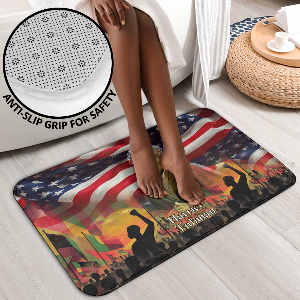 Harriet Tubman Bathroom Set American Flag Background Underground Railroad Quote Powerful Civil Rights - Wonder Print Shop