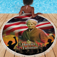 Harriet Tubman Beach Blanket American Flag Background Underground Railroad Quote Powerful Civil Rights - Wonder Print Shop