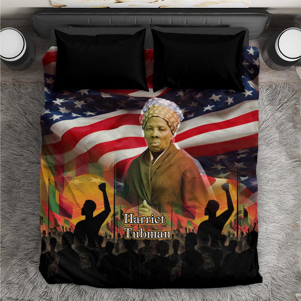 Harriet Tubman Bedding Set American Flag Background Underground Railroad Quote Powerful Civil Rights - Wonder Print Shop