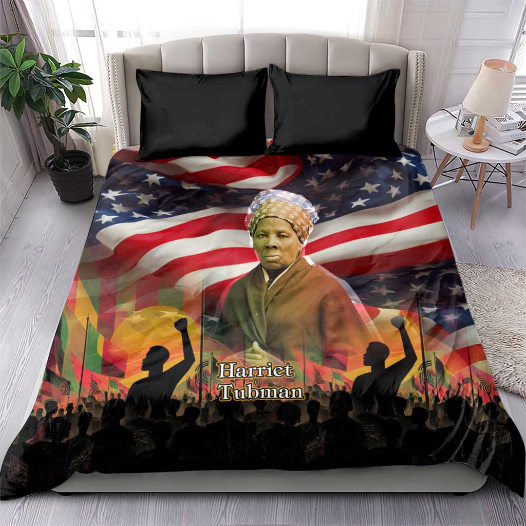 Harriet Tubman Bedding Set American Flag Background Underground Railroad Quote Powerful Civil Rights - Wonder Print Shop
