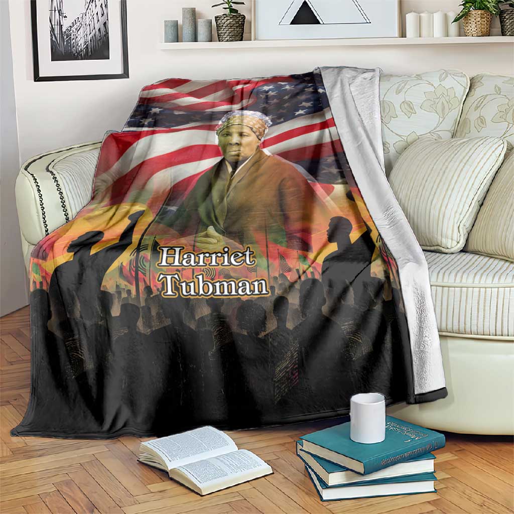Harriet Tubman Blanket American Flag Background Underground Railroad Quote Powerful Civil Rights - Wonder Print Shop