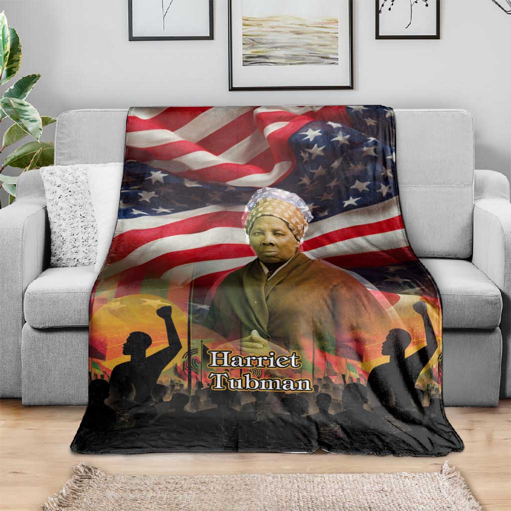 Harriet Tubman Blanket American Flag Background Underground Railroad Quote Powerful Civil Rights - Wonder Print Shop
