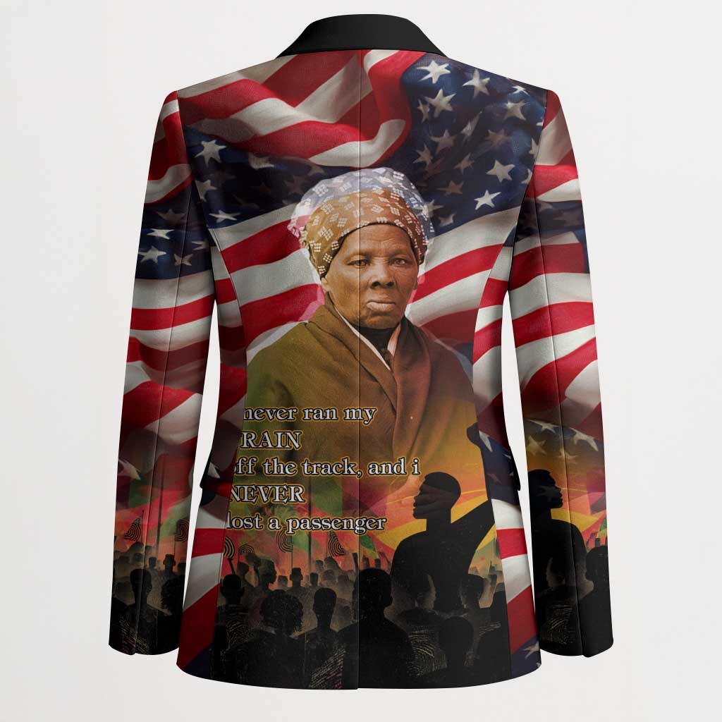 Harriet Tubman Blazer American Flag Background Underground Railroad Quote Powerful Civil Rights - Wonder Print Shop