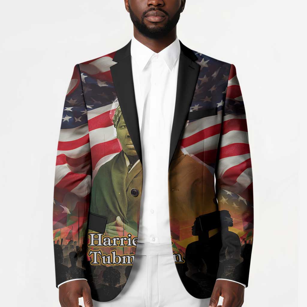Harriet Tubman Blazer American Flag Background Underground Railroad Quote Powerful Civil Rights - Wonder Print Shop