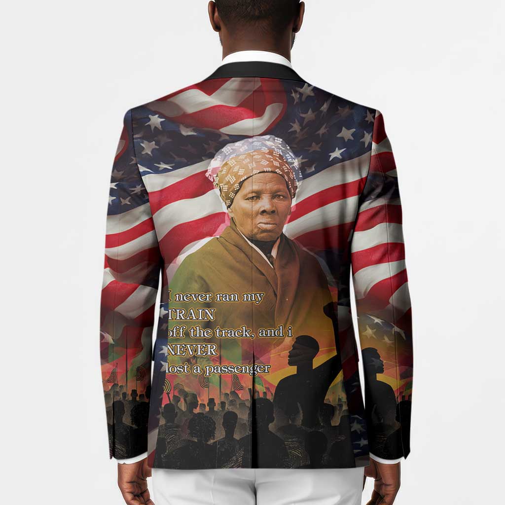 Harriet Tubman Blazer American Flag Background Underground Railroad Quote Powerful Civil Rights - Wonder Print Shop