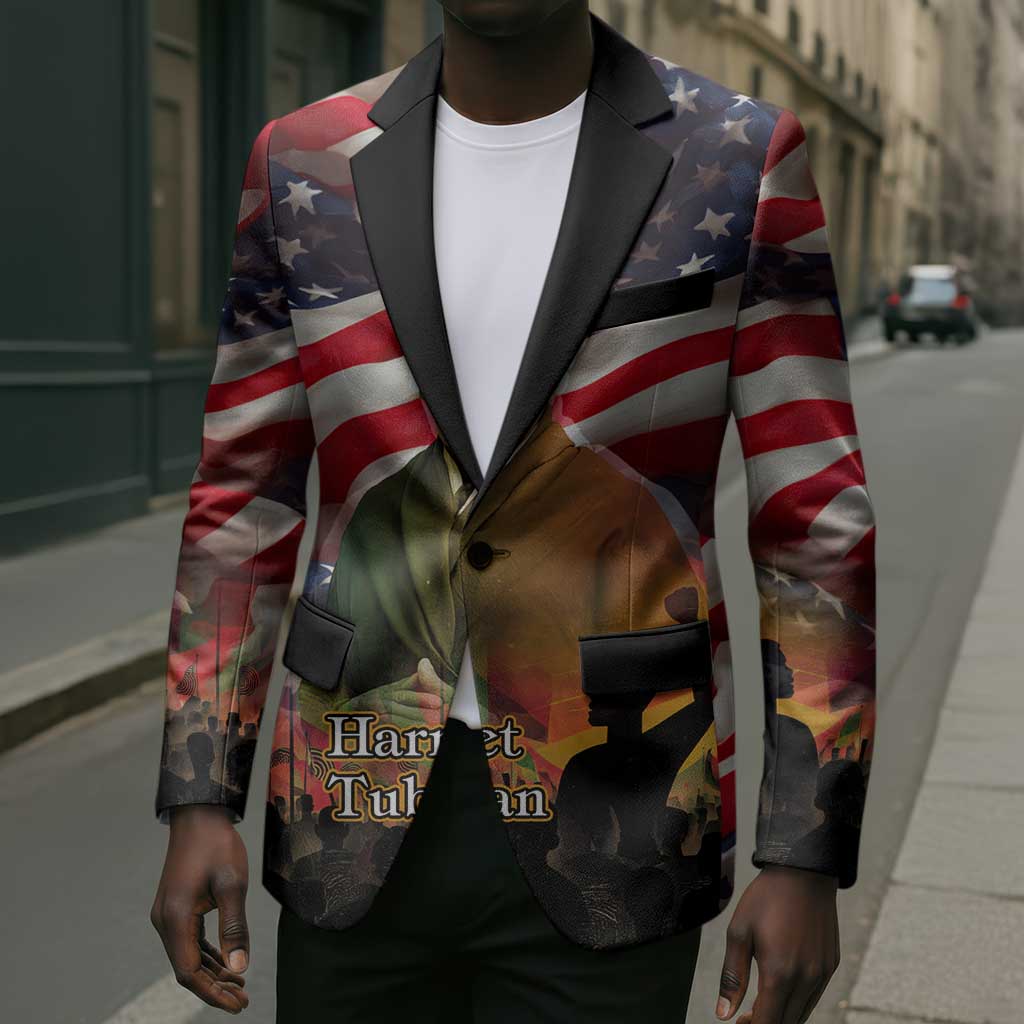 Harriet Tubman Blazer American Flag Background Underground Railroad Quote Powerful Civil Rights - Wonder Print Shop