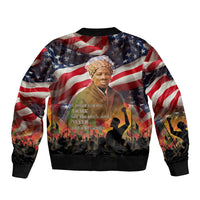 Harriet Tubman Bomber Jacket American Flag Background Underground Railroad Quote Powerful Civil Rights - Wonder Print Shop