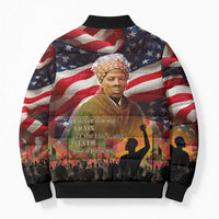 Harriet Tubman Bomber Puffer Jacket American Flag Background Underground Railroad Quote Powerful Civil Rights - Wonder Print Shop