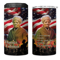 Harriet Tubman 4 in 1 Can Cooler Tumbler American Flag Background Underground Railroad Quote Powerful Civil Rights - Wonder Print Shop