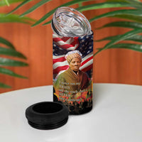 Harriet Tubman 4 in 1 Can Cooler Tumbler American Flag Background Underground Railroad Quote Powerful Civil Rights - Wonder Print Shop
