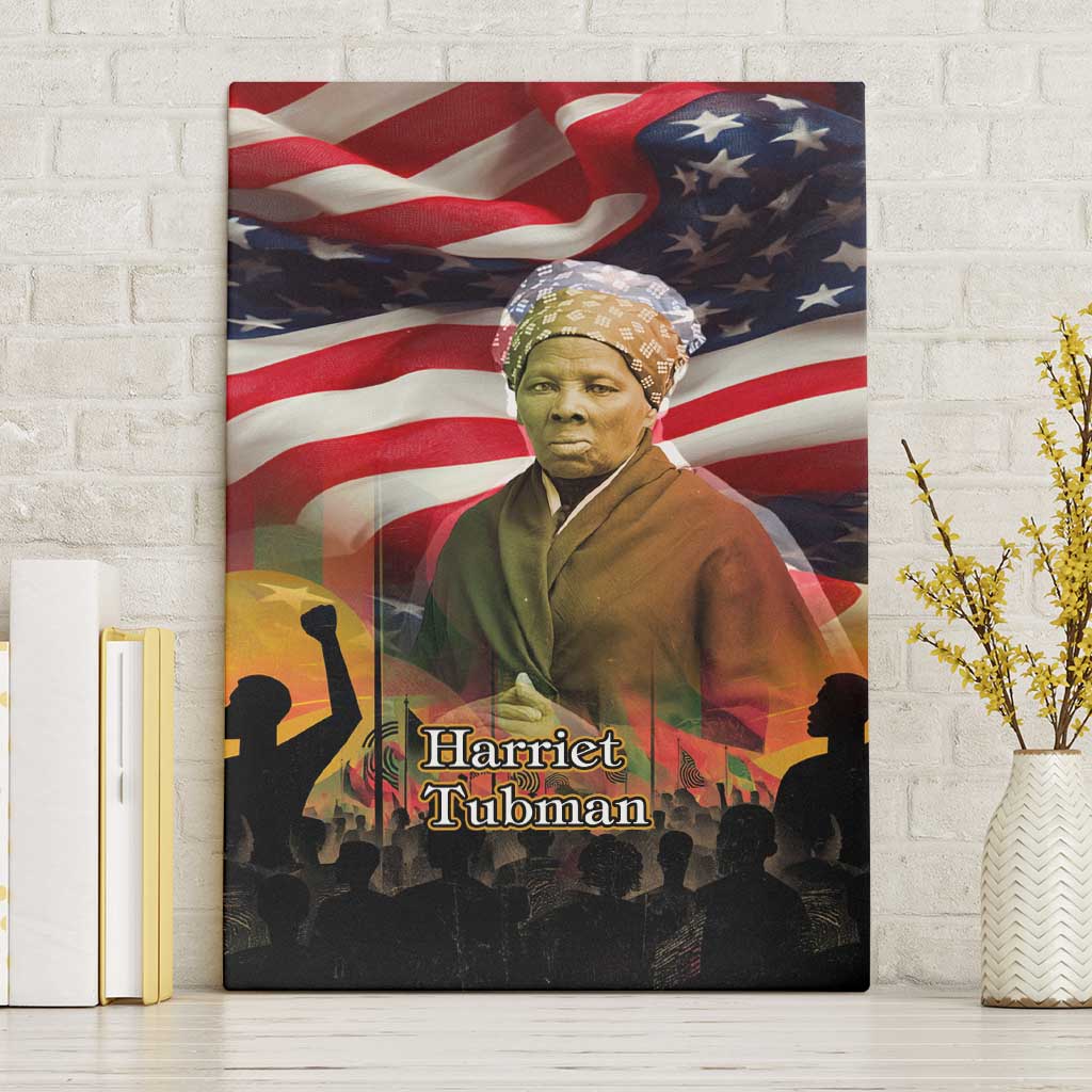 Harriet Tubman Canvas Wall Art American Flag Background Underground Railroad Quote Powerful Civil Rights - Wonder Print Shop