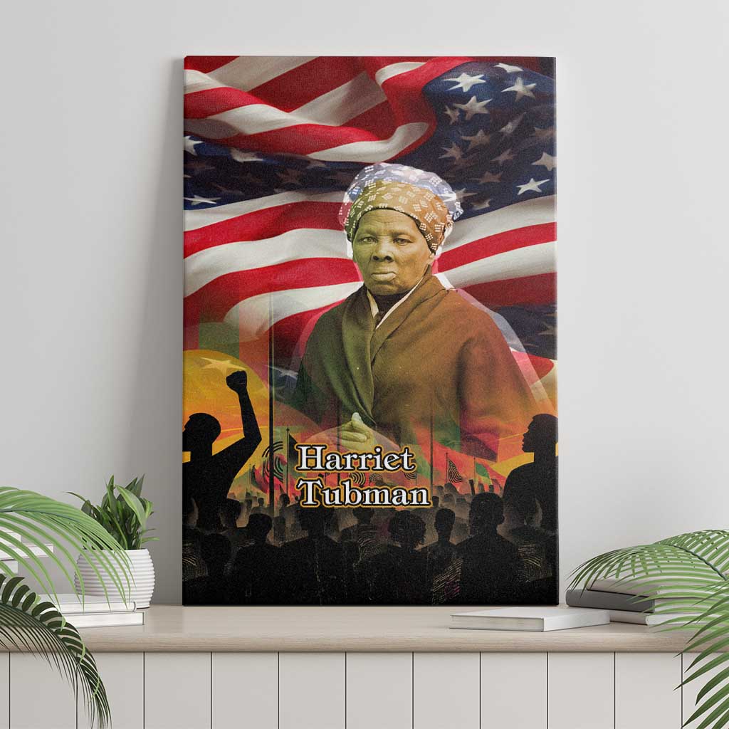 Harriet Tubman Canvas Wall Art American Flag Background Underground Railroad Quote Powerful Civil Rights - Wonder Print Shop