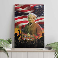 Harriet Tubman Canvas Wall Art American Flag Background Underground Railroad Quote Powerful Civil Rights - Wonder Print Shop