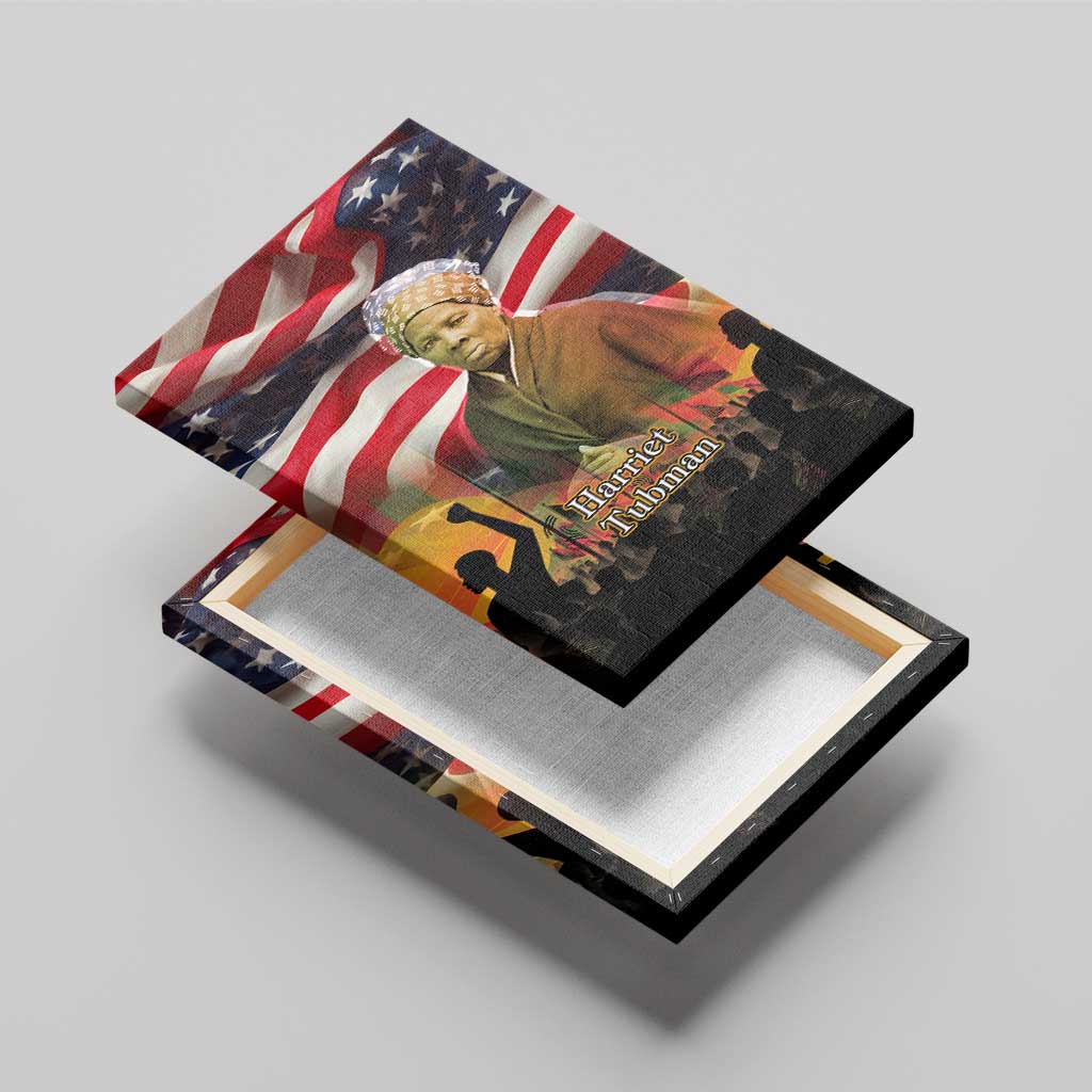 Harriet Tubman Canvas Wall Art American Flag Background Underground Railroad Quote Powerful Civil Rights - Wonder Print Shop