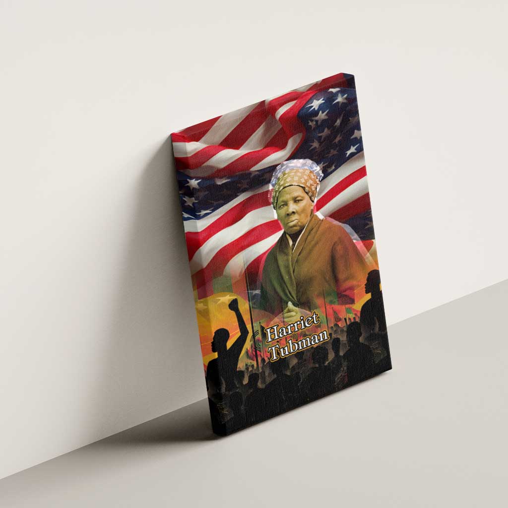Harriet Tubman Canvas Wall Art American Flag Background Underground Railroad Quote Powerful Civil Rights - Wonder Print Shop