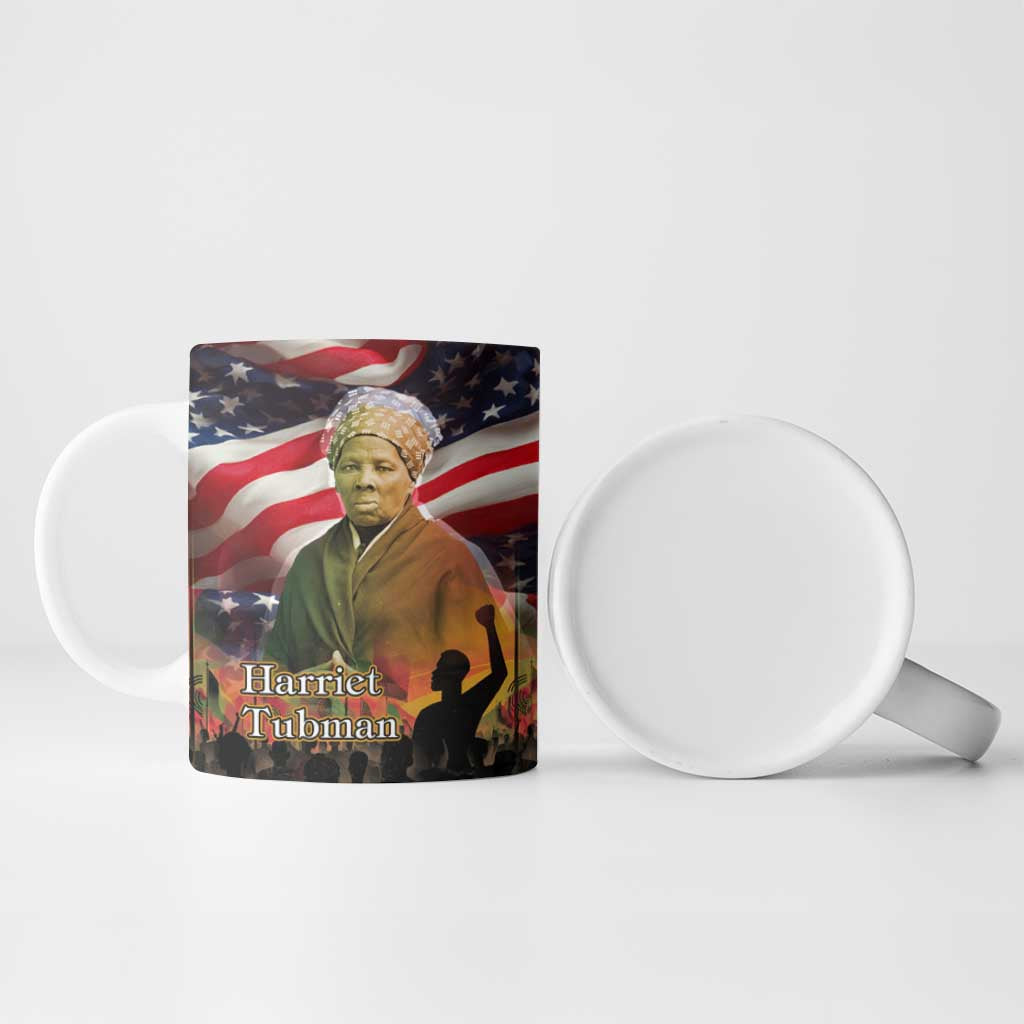Harriet Tubman Ceramic Mug American Flag Background Underground Railroad Quote Powerful Civil Rights - Wonder Print Shop