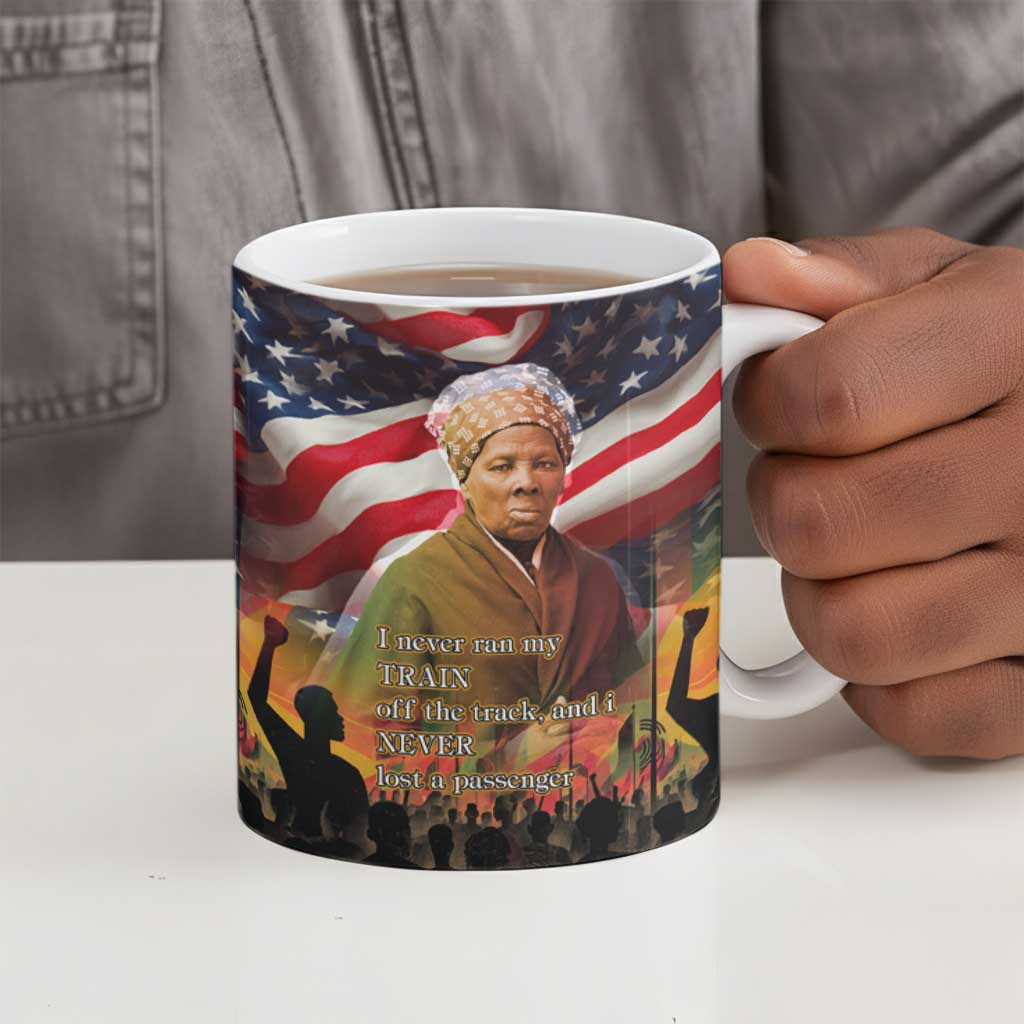 Harriet Tubman Ceramic Mug American Flag Background Underground Railroad Quote Powerful Civil Rights - Wonder Print Shop