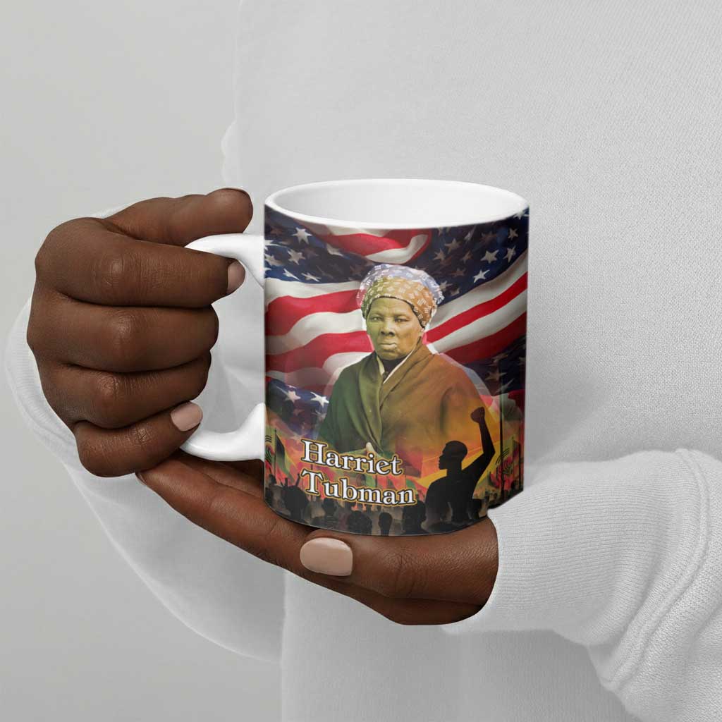 Harriet Tubman Ceramic Mug American Flag Background Underground Railroad Quote Powerful Civil Rights - Wonder Print Shop