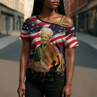 Harriet Tubman Cross Shoulder Shirt American Flag Background Underground Railroad Quote Powerful Civil Rights - Wonder Print Shop