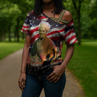 Harriet Tubman Cross Shoulder Shirt American Flag Background Underground Railroad Quote Powerful Civil Rights - Wonder Print Shop