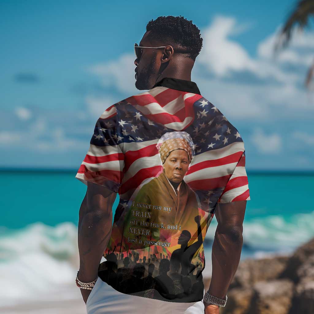 Harriet Tubman Hawaiian Shirt American Flag Background Underground Railroad Quote Powerful Civil Rights TS04