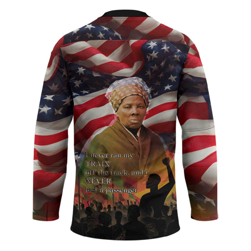 Harriet Tubman Hockey Jersey American Flag Background Underground Railroad Quote Powerful Civil Rights - Wonder Print Shop