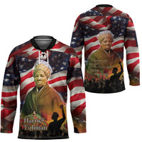 Harriet Tubman Hockey Jersey American Flag Background Underground Railroad Quote Powerful Civil Rights - Wonder Print Shop