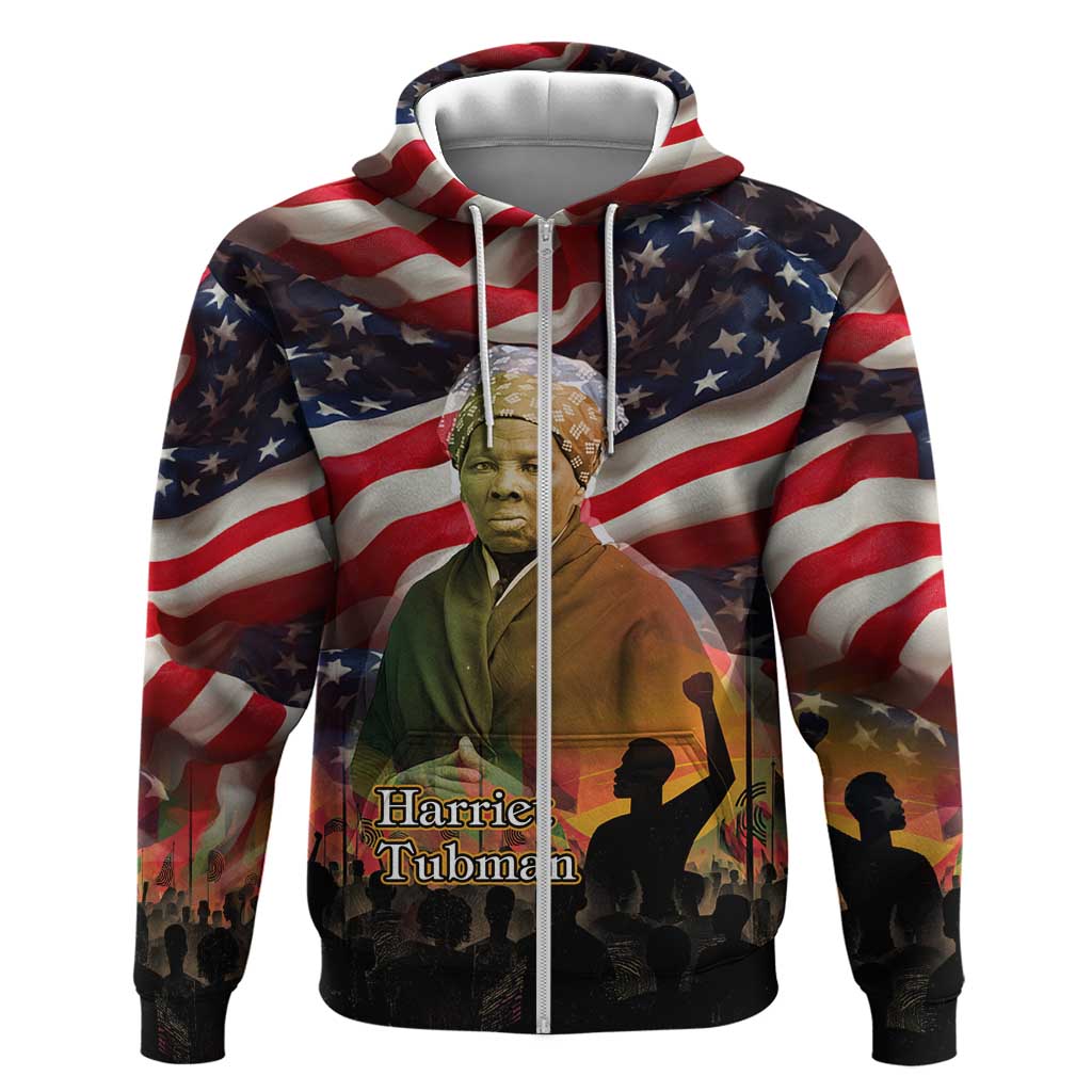 Harriet Tubman Hoodie American Flag Background Underground Railroad Quote Powerful Civil Rights - Wonder Print Shop