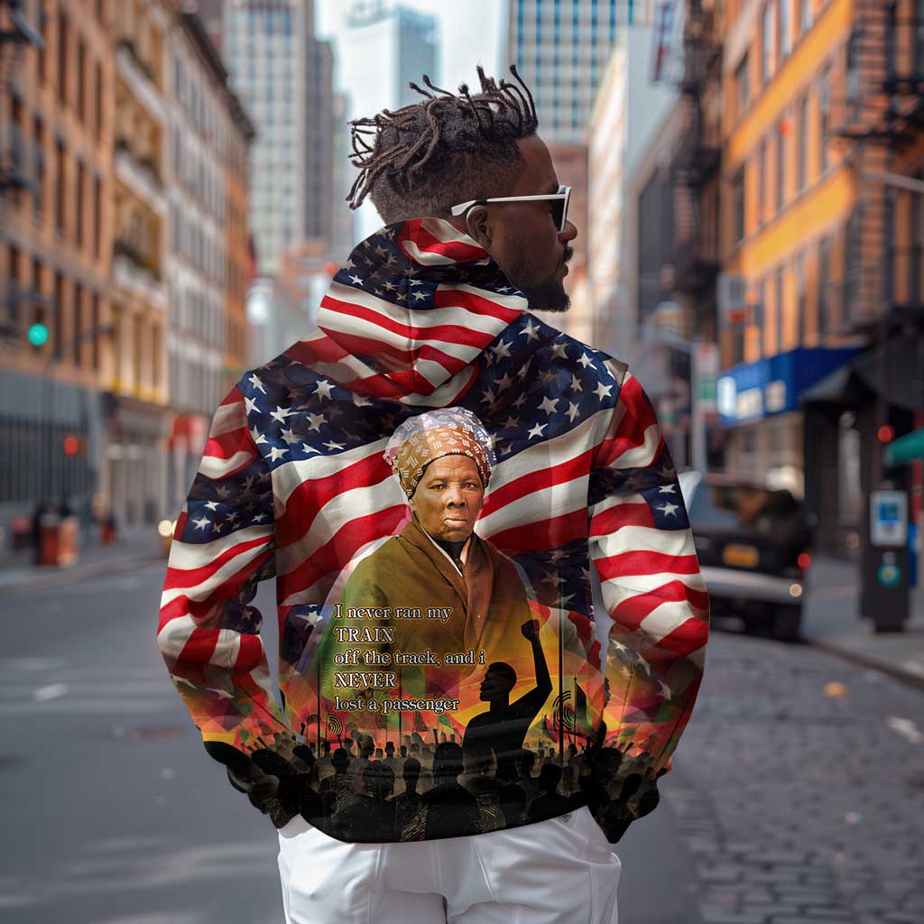 Harriet Tubman Hoodie American Flag Background Underground Railroad Quote Powerful Civil Rights - Wonder Print Shop