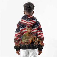 Harriet Tubman Kid Hoodie American Flag Background Underground Railroad Quote Powerful Civil Rights - Wonder Print Shop