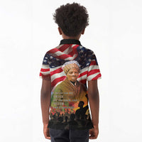 Harriet Tubman Kid Polo Shirt American Flag Background Underground Railroad Quote Powerful Civil Rights TS04