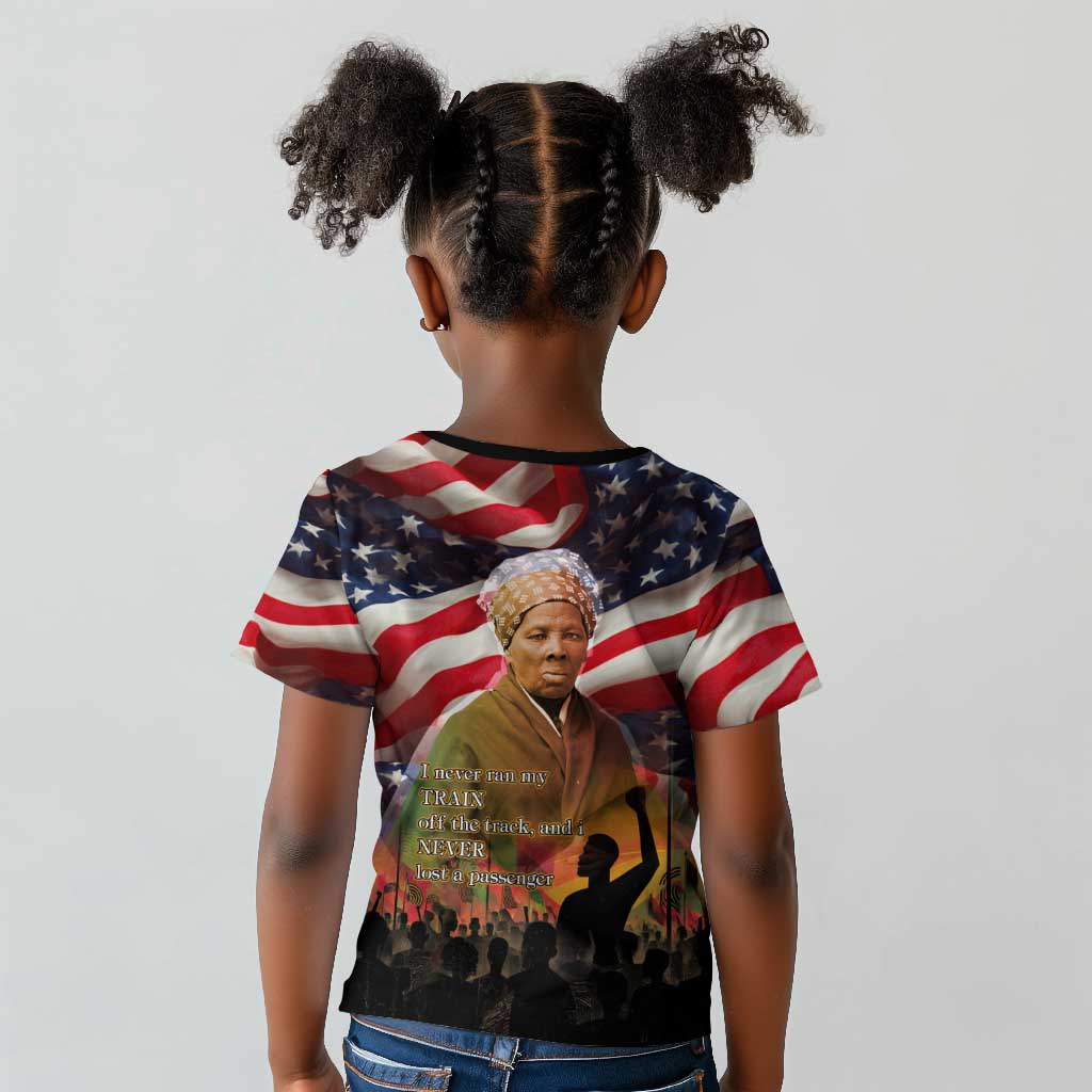Harriet Tubman Kid T shirt American Flag Background Underground Railroad Quote Powerful Civil Rights TS04