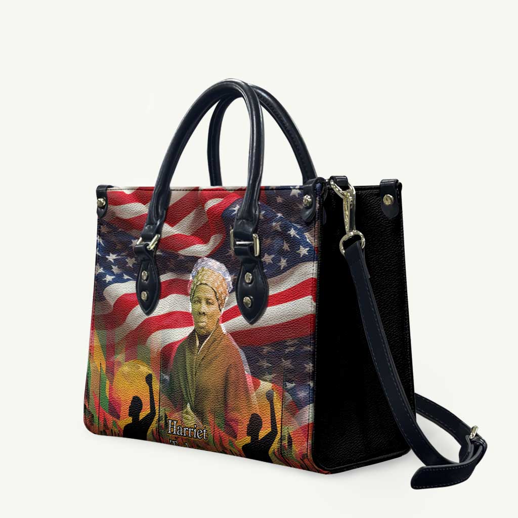 Harriet Tubman Leather Bag American Flag Background Underground Railroad Quote Powerful Civil Rights - Wonder Print Shop