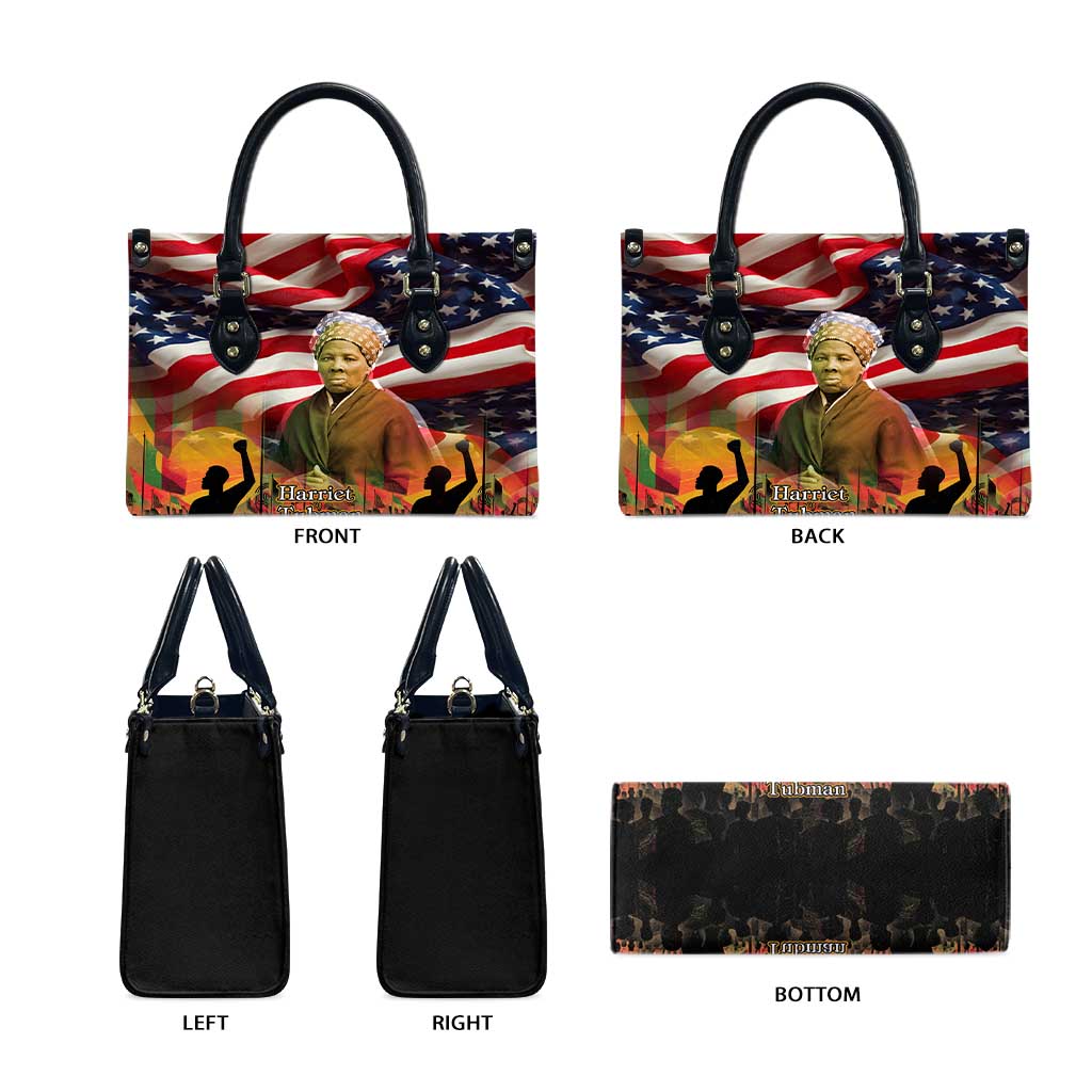 Harriet Tubman Leather Bag American Flag Background Underground Railroad Quote Powerful Civil Rights - Wonder Print Shop