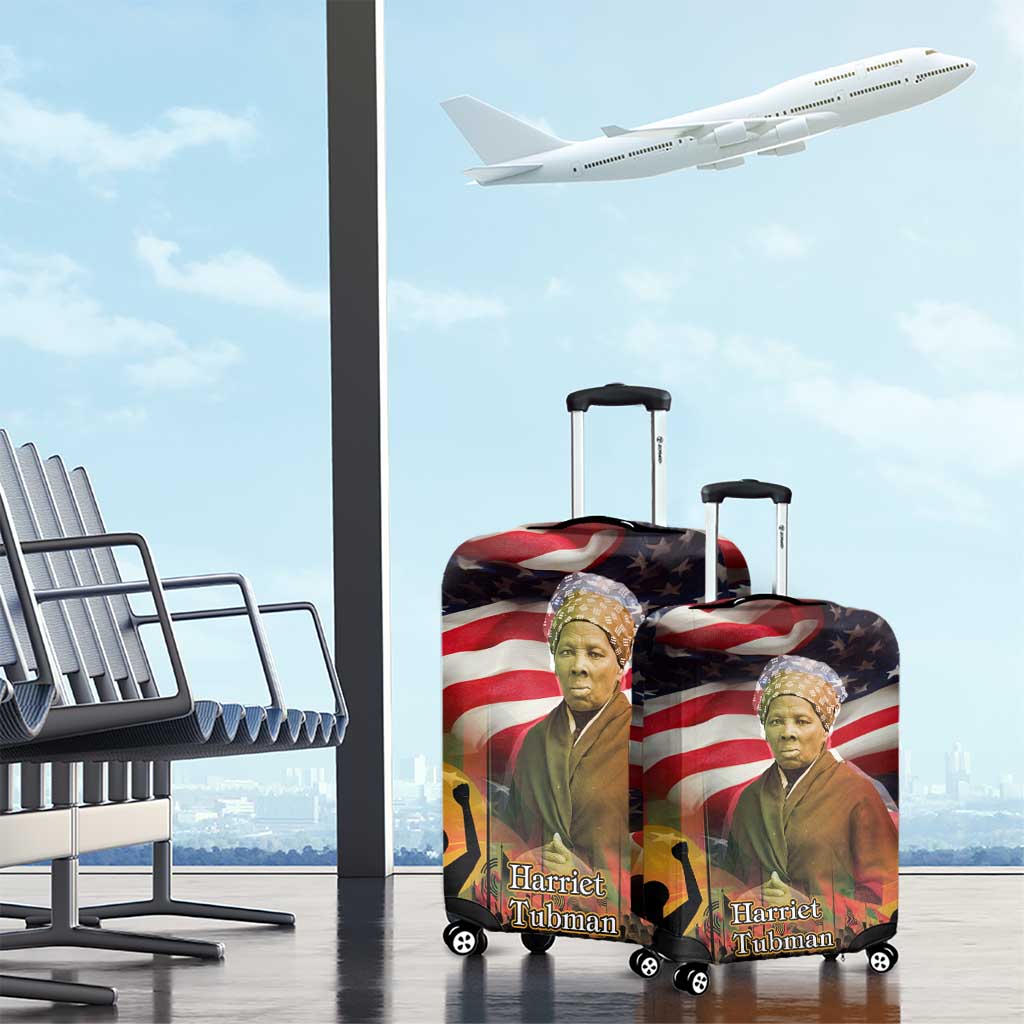 Harriet Tubman Luggage Cover American Flag Background Underground Railroad Quote Powerful Civil Rights - Wonder Print Shop