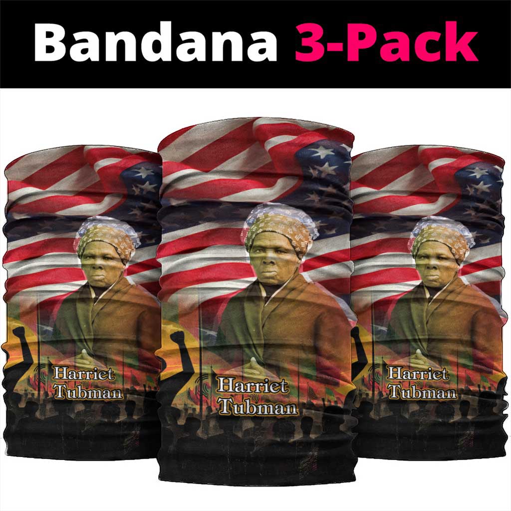 Harriet Tubman Neck Gaiter American Flag Background Underground Railroad Quote Powerful Civil Rights - Wonder Print Shop