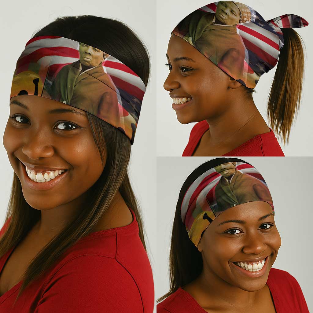 Harriet Tubman Neck Gaiter American Flag Background Underground Railroad Quote Powerful Civil Rights - Wonder Print Shop