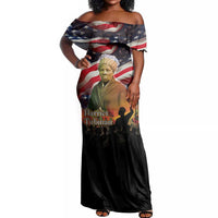 Harriet Tubman Off Shoulder Maxi Dress American Flag Background Underground Railroad Quote Powerful Civil Rights - Wonder Print Shop